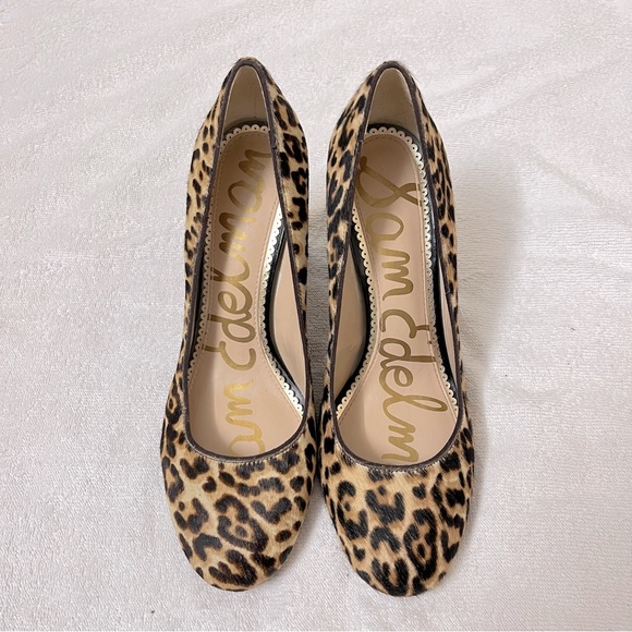 Sam Edelman Stillson Leopard Print Calf Hair Block Heel Size 8 - Picture 2 of 8